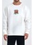 Çilek Baskılı Beyaz Unisex Kadın Erkek Pamuklu Sweatshirt CU372 2