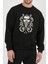 Viking Odin Baskılı Siyah Unisex Kadın Erkek Pamuklu Sweatshirt CU367 1