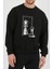 Satranç Şah-Piyon Baskılı Siyah Unisex Kadın Erkek Pamuklu Sweatshirt CU254 1