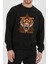 Tiger Kaplan Baskılı Siyah Unisex Kadın Erkek Pamuklu Sweatshirt CU311 1