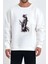 One Piece Zoro Samuray Baskılı Beyaz Unisex Kadın Erkek Pamuklu Sweatshirt CU298 1