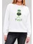 Yeşil Canavar Baskılı Beyaz Unisex Kadın Erkek Pamuklu Sweatshirt CU272 1