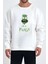 Yeşil Canavar Baskılı Beyaz Unisex Kadın Erkek Pamuklu Sweatshirt CU272 2