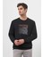 Erkek Siyah Trend Bisiklet Yaka Sweat-Shirt 2