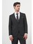 Erkek Siyah Basic Jakar Desen Slim Fit Sivri Yaka Takım Elbise 1