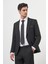 Erkek Siyah Basic Jakar Desen Slim Fit Sivri Yaka Takım Elbise 2