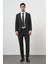 Erkek Siyah Basic Jakar Desen Slim Fit Sivri Yaka Takım Elbise 4