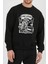 Sporcu Astronot Gym Baskılı Siyah Unisex Kadın Erkek Pamuklu Sweatshirt CU384 2