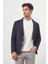 Erkek Lacivert Örme Slim Fit Torba Cep Mono Yaka Spor Ceket 3