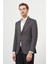 Erkek Füme Poliviskon Slim Fit Mono Yaka Klasik Ceket 1