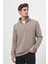 Erkek Gri Fermuarlı Bato Yaka Sweat-Shirt 1