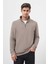 Erkek Gri Fermuarlı Bato Yaka Sweat-Shirt 3