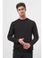 Erkek Siyah Basic Dynamic Fit Bisiklet Yaka Sweet Shirt 1