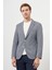 Erkek Indigo Örme Trend Slim Fit Mono Yaka Ceket 1