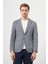 Erkek Indigo Örme Trend Slim Fit Mono Yaka Ceket 3