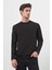 Erkek Siyah Basic Dynamic Fit Bisiklet Yaka Sweet Shirt 2