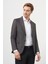 Erkek Füme Poliviskon Slim Fit Mono Yaka Klasik Ceket 2