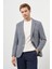 Erkek Indigo Örme Trend Slim Fit Mono Yaka Ceket 2