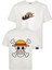 Basic Unisex Pamuklu Tişört Loose Fit Beyaz Full Işlemeli Luffy Anime Nakış Baskılı Tişört 1
