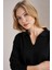Kadın Siyah Gömlek Yaka Basic Triko Kazak 3