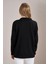 Kadın Siyah Gömlek Yaka Basic Triko Kazak 5