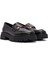 Kadın Siyah Toka Detaylı Deri Maskülen Loafer 24WFD184418 3