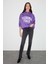 Verona Kadın Içi Polarlı Oversize Kalıp Mor Sweatshirt 4