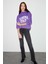 Verona Kadın Içi Polarlı Oversize Kalıp Mor Sweatshirt 5
