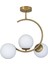 Hilal C Model Modern Spor Glop Beyaz Camlı Gold 3lü Plafonyer Avize 2