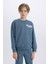 Erkek Çocuk 2'li Takım Bisiklet Yaka Baskılı Sweatshirt Beli Lastikli Eşofman Altı D3564A824WN 3