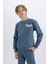 Erkek Çocuk 2'li Takım Bisiklet Yaka Baskılı Sweatshirt Beli Lastikli Eşofman Altı D3564A824WN 4