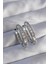 Pirinç Gümüş Renk Zirkon Taşlı Oval Model Küpe - TJ-BKP9078 1