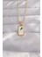 316L Çelik Gold Renk Beyaz Mineli Tarot Kolye - TJ-BKO9039 1