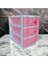 3 Çekmeceli Masa Üstü Çekmece Sert Plastik / Organizer Fosforlu Seri - Pembe Renk 2