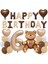 Yaş Folyolu Retro Ayıcık Kahverengi Folyolu Balon Happy Birthday Afiş Dekorasyon Doğum Günü Parti Seti Süsü 1