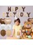 Yaş Folyolu Retro Ayıcık Kahverengi Folyolu Balon Happy Birthday Afiş Dekorasyon Doğum Günü Parti Seti Süsü 4