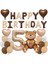 Yaş Folyolu Retro Ayıcık Kahverengi Folyolu Balon Happy Birthday Afiş Dekorasyon Doğum Günü Parti Seti Süsü 1