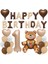 Yaş Folyolu Retro Ayıcık Kahverengi Folyolu Balon Happy Birthday Afiş Dekorasyon Doğum Günü Parti Seti Süsü 1