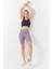 Mor Basic Sıfır Kol Dar Kalıp U Yaka Kadın Crop Top Atlet - 97162 4