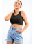 Haki Basic Sıfır Kol Dar Kalıp U Yaka Kadın Crop Top Atlet - 97162 1