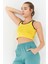Sarı Basic Sıfır Kol Dar Kalıp U Yaka Kadın Crop Top Atlet - 97162 1