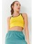 Sarı Basic Sıfır Kol Dar Kalıp U Yaka Kadın Crop Top Atlet - 97162 3