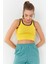 Sarı Basic Sıfır Kol Dar Kalıp U Yaka Kadın Crop Top Atlet - 97162 5