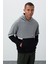 Gri Melanj Pamuklu Kalın Içi Tüylü Yumuşak Dokulu Comfort Fit Nakışlı Erkek Sweatshirt - 88417 2