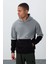 Gri Melanj Pamuklu Kalın Içi Tüylü Yumuşak Dokulu Comfort Fit Nakışlı Erkek Sweatshirt - 88417 4