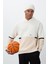 Ekru Pamuklu Kalın Içi Tüylü Yumuşak Dokulu Comfort Fit Nakışlı Erkek Sweatshirt - 88417 1
