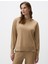 Bej Melanj Uzun Kollu Kapüşonlu Triko Sweatshirt 1