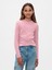 Kız Çocuk Pembe Fitilli Mockneck Yaka T-Shirt 1