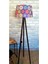 Mandala Serisi Altıgen Desen,3 Ayaklı Tripod Ahşap Lambader( Mor Şapka / Koyu Ceviz Ayak) 1