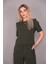 Kayık Yaka Kısa Kol Bluz-Haki 4